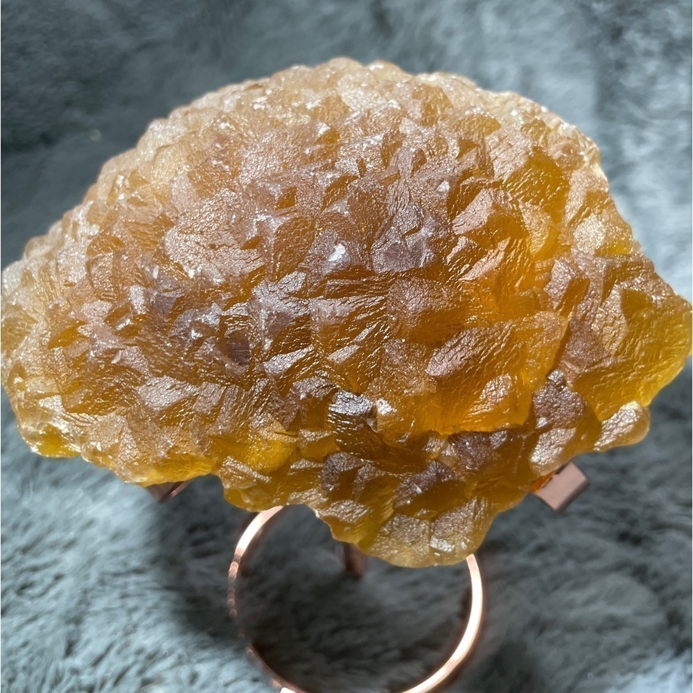 Raw crystal- RARE-YELLOW FLUORITE strong purple UV reaction 5”x4” Feng-Shui